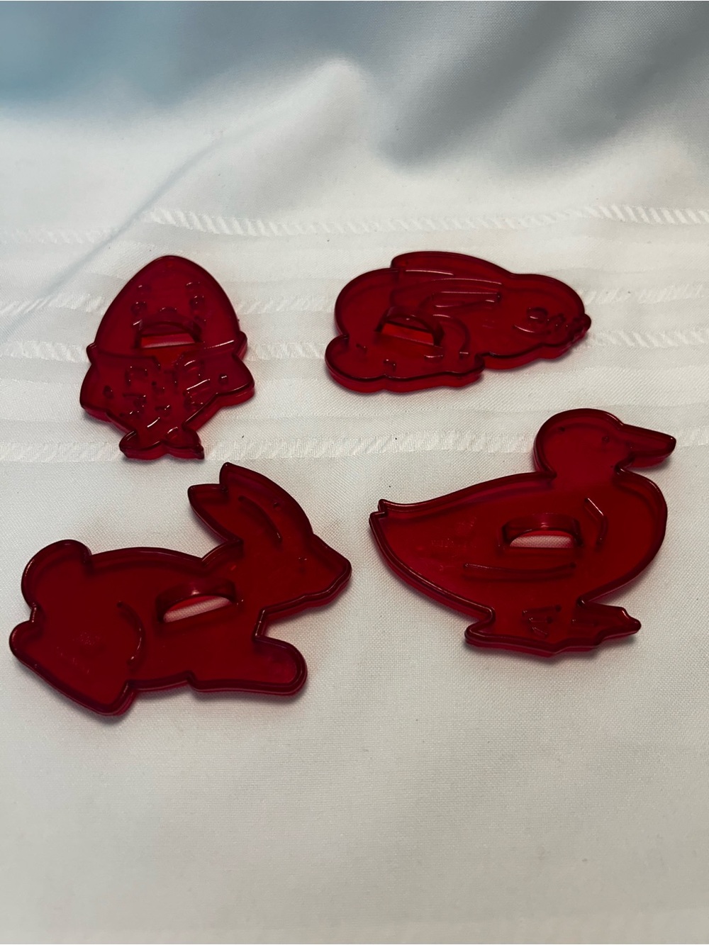 Vintage HRM Red Set Of 4 Cookie Cutters Duck Humpty Dumpty Easter Bunny Kitchen